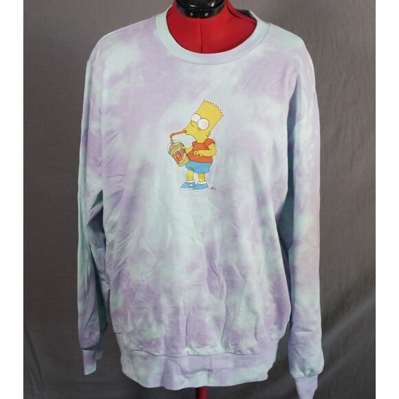 NWT Bart Simpsons Squishee Vintage Tie Dye Sweatshirt Size XL Pullover - Picture 1 of 13